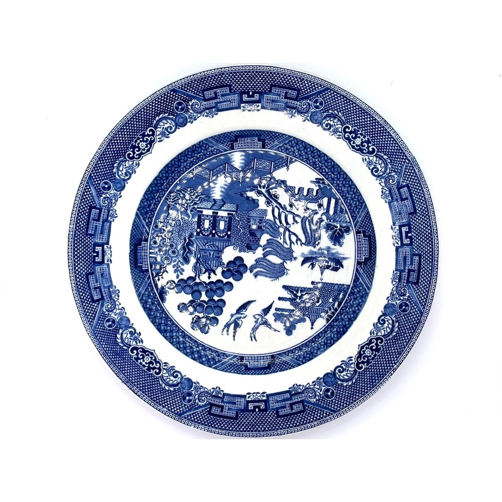 Vintage Johnson Bros Willow Blue Dinner Plate 10" England‎ Hand Engraved